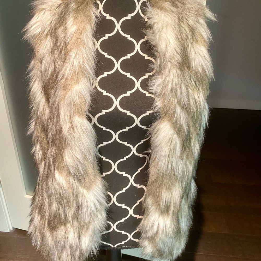 Free People Faux Fur Vest in Gray and Cream
